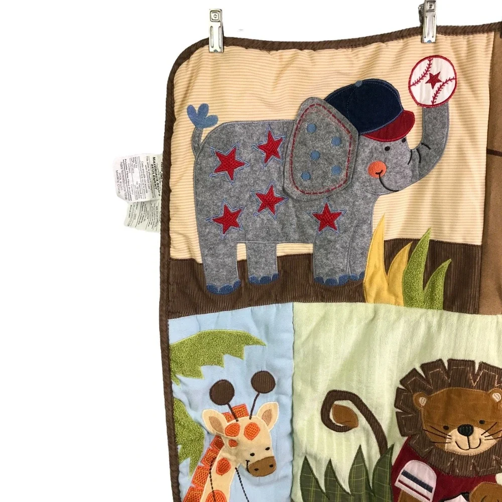Lambs & Ivy Safari Crib Blanket Baby Jungle‎ Animal Sports Tan Nursery Bedding
